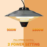 Electric Patio Heater Ceiling Mounted or Hanging Infrared Heater, Waterproof IP24, for Outdoor or Indoor Use, 900W-1500W, 5100 BTU - Bosonshop