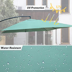 10 Ft Outdoor Offset Cantilever Hanging Patio Umbrella with Crank & Cross Base, Green - Bosonshop
