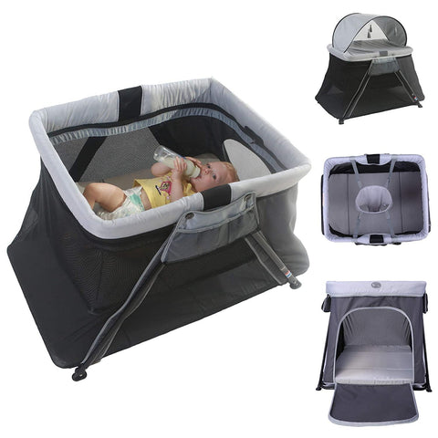 Portable Crib Travel Bassinet, 4 in 1 Pack 'N Play - Baby Crib | Toddler Playard | Play Tunnel - Bosonshop