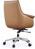 Mid Back Swivel Chair For Desk With Adjustable Height Handle Office Armchair PU Leather Ergonomic Desk Chair, Brown - Bosonshop