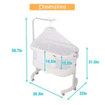 Baby Crib Bedside Sleeper Bassinet with 6 Wheels, Newborn Infant Bed with Soft Skin-Friendly Mattress and Solid Wood and Metal Frame, White - Bosonshop