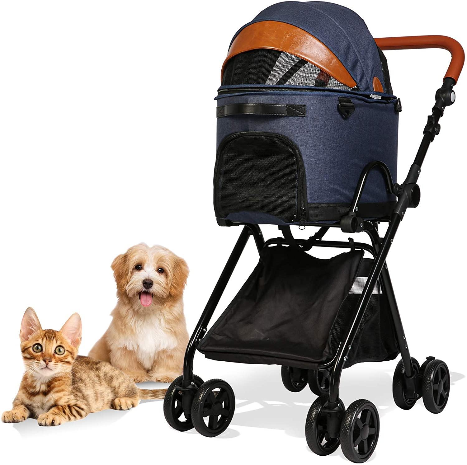 Luxury Folding Pet Stroller for Medium Dogs Cats - Bosonshop