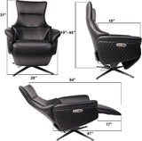 Power Recliner Lounge Chair Single - Swivel Leather Electric Recliner Press Control Adjustable Headrest Zero Gravity Black