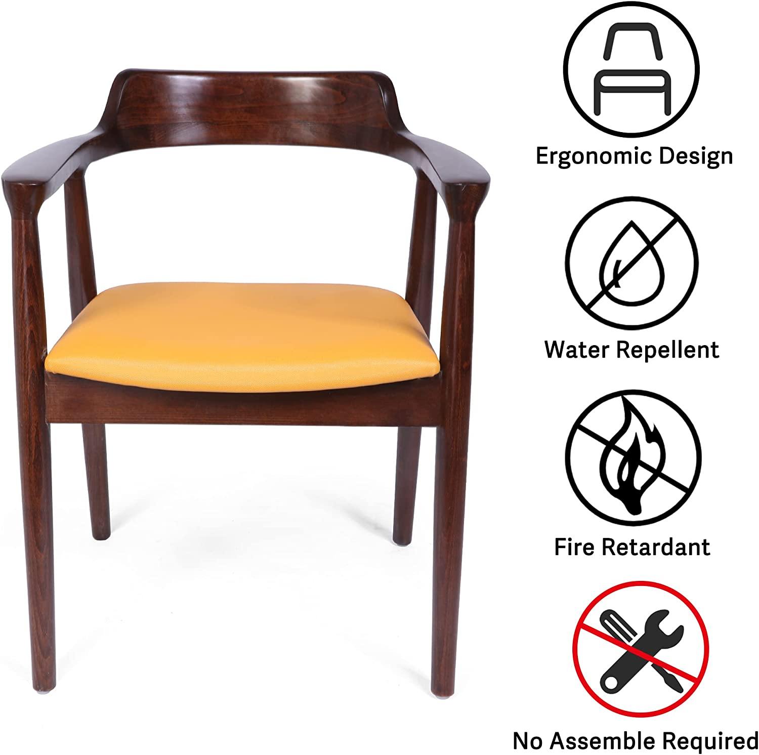 Mid Century Dining Chair Premium Solid Wood Accent Chair for Living Room Bedroom, Fire Retardant & Water Repellent Armchair - Bosonshop