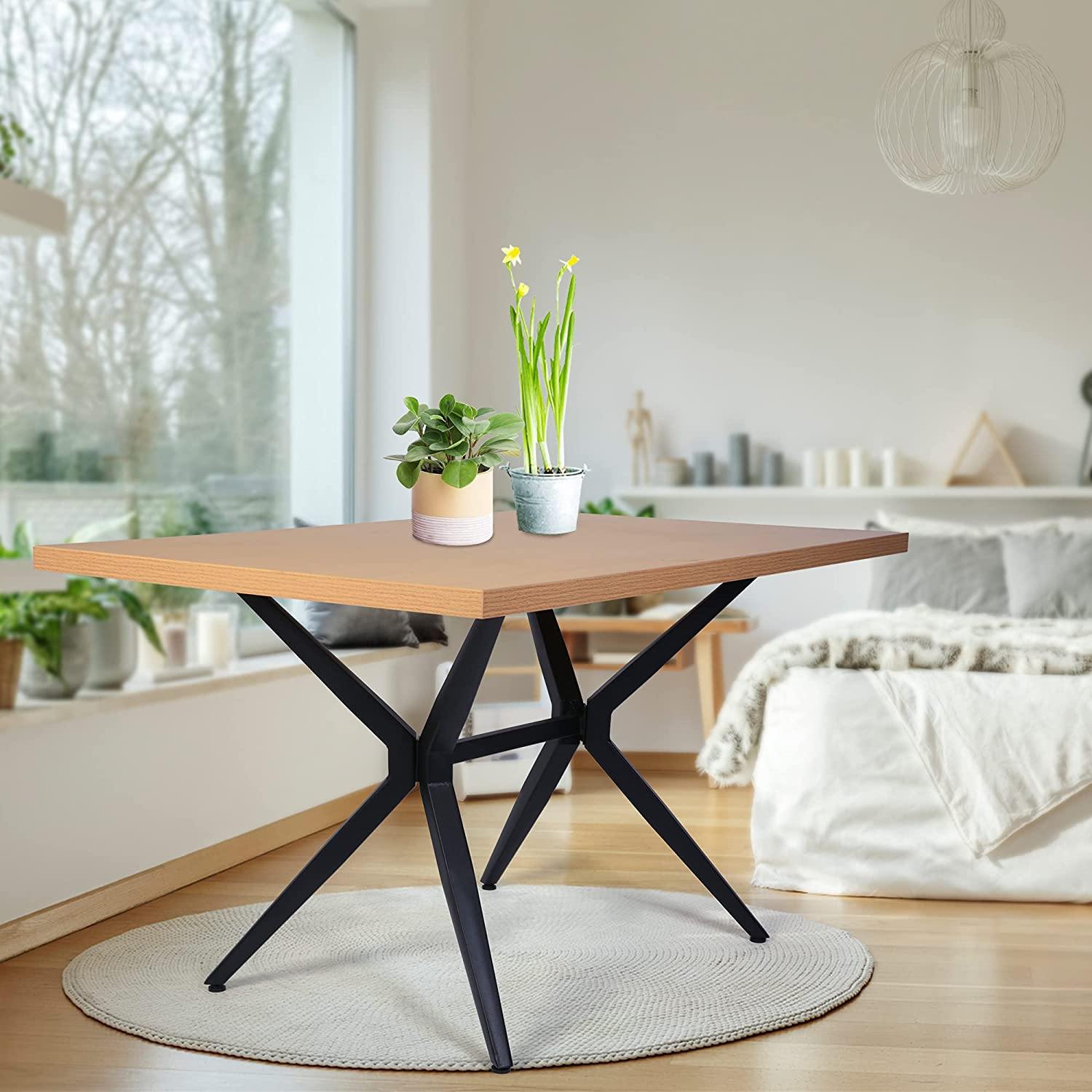 48" x 30" Dining Table Mid Century Modern Dining Table for 4 Person,w/Solid Metal Legs for Cafe Bar Balcony Home, - Bosonshop