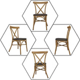 Dining Chairs Set of 2 Dining Room Chairs X-Shaped Patio Dining Aluminum Frame Kitchen Chair with Textile Fabric Waterproof Sun Proof Seat Brown - Bosonshop