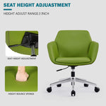 Low Back Swivel Chair PU Leather Adjustable Executive Upholstered Ergonomic Home Office Chair with Thick Padding Armrest & Lumbar Support - Bosonshop