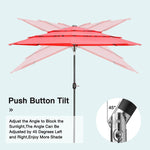 10Ft Portable Patio Umbrella Outdoor Market Tilt Umbrella with Easy Tilt Adjustment for Backyard, Poolside, Lawn and Garden - Bosonshop