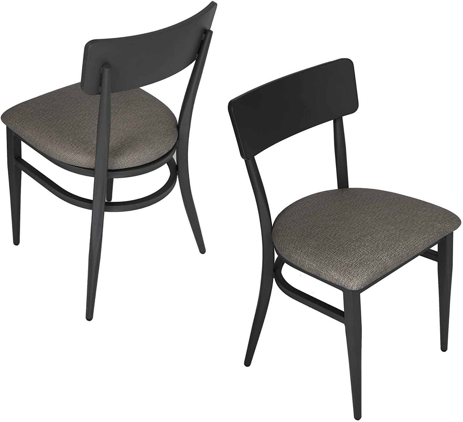 Set of 2 Dining Chairs, Metal Chair w/Simple Curved Back & PU Leather Cushion, 500 LBS Capacity Stable Chair for Dining Room - Bosonshop