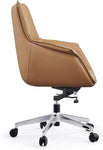 Mid Back Swivel Chair For Desk With Adjustable Height Handle Office Armchair PU Leather Ergonomic Desk Chair, Brown - Bosonshop