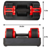 Adjustable Dumbbells For Five-Range 8/12/16/20/24 LBS Dumbbell Set With Cast Iron Weight Plate And Tray For Home Gym Workout - Bosonshop