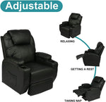 Single Recliner Chair with Massage & Heating Ergonomic Lounge Massage Sofa Power Lift with 2 Cup Holder Home Theater Seat, PU Leather, Black - Bosonshop