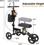 Adjustable Steerable Knee Scooter Suitable for Outdoor Indoor Foldable Knee Scooter with Shock Absorber for Adults with Foot/Ankle Injuries (Black)