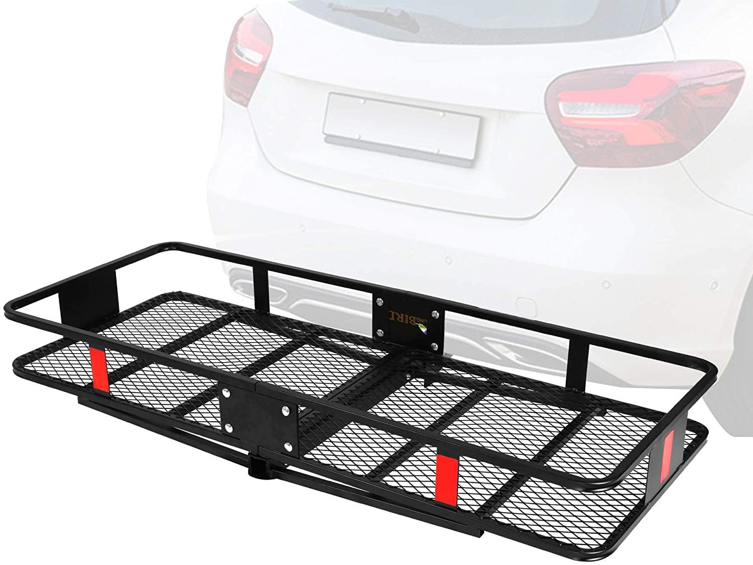 60” x 24” x 6.5” Hitch Mounted Folding Cargo Carrier, 500LBS Capacity Heavy Duty Basket Rack, Fit 2" Receiver Hitch - Bosonshop