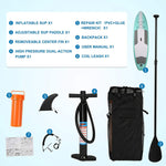 10' Inflatable Stand Up Paddle Board W SUP Accessories & Backpack Leash Double Action Hand Pump Repair Kit for Youth & Adult - Bosonshop