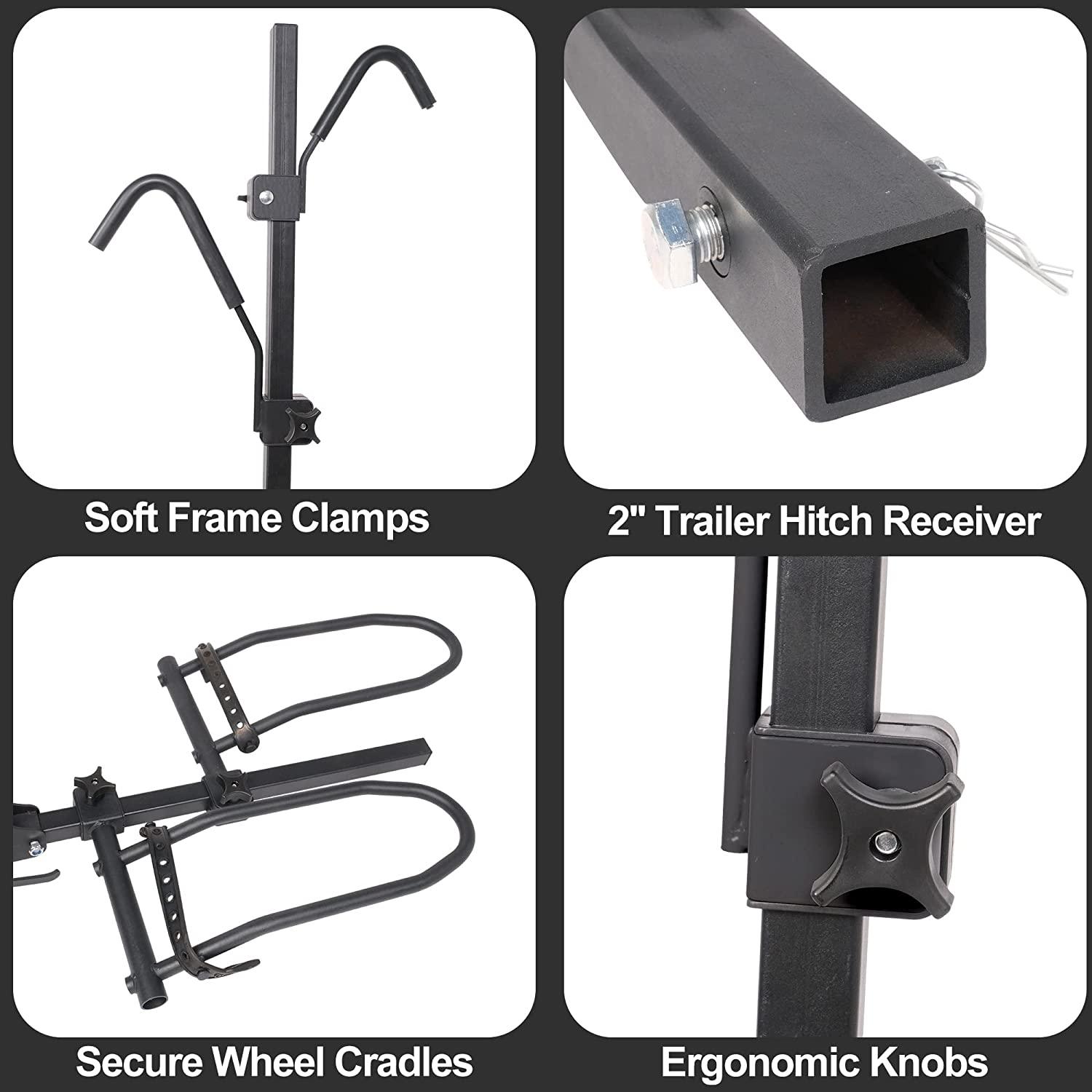 Hitch Mount Bike Rack 2 Bikes, Wobble Free Smart Tilting Folding Bicyc