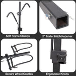 Hitch Mount Bike Rack 2 Bikes, Wobble Free Smart Tilting Folding Bicycle Car Racks