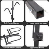 Hitch Mount Bike Rack 2 Bikes, Wobble Free Smart Tilting Folding Bicycle Car Racks