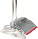 Broom and Dustpan Set Long Handle Lightweight and Robust Sweep Set Easy Assembly for Pet Hair Dirty Corners, Home Office, Grey + Red - Bosonshop