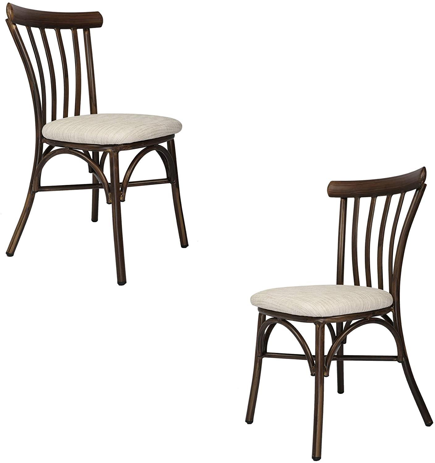 2 PCs Upholstered Dining Chairs Set, Aluminum Frame With Wood Finish, Modern PU Seat Style Suitable For Home And Restaurant Use - Bosonshop