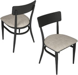 Mid-Century Dining Chairs Set of 2, w/Simple Curved Back & PU Leather Cushion, Rubber Iron Frame Chairs - Bosonshop