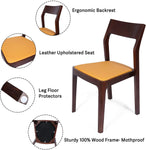 Set of 2 Dining Chair Mid Century Leather and Wood Chair for Living Room Kitchen Bedroom, High-end Modern Armless Accent Chair - Bosonshop