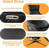 Power Recliner Lounge Chair Single - Swivel Leather Electric Recliner Press Control Adjustable Headrest Zero Gravity Black