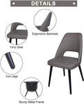 Set of 2 Modern Dining Room Chairs Heavy Duty Leather Chair with Upholstered Vinyl Seat, Grey - Bosonshop