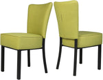 Set of 2 Upholstered Dining Chairs PU Leather Dining Room Side Chairs, Green - Bosonshop