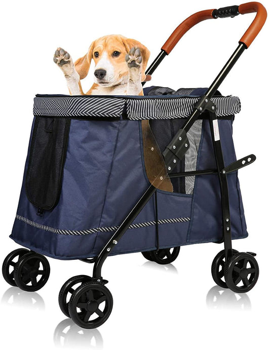 Dog Stroller Cat Stroller Pet Carriers Bag for Small Medium Dogs Cats Travel Camping 4 Wheels Lightweight Folding Pet Stroller - Bosonshop