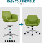 Low Back Swivel Chair PU Leather Adjustable Executive Upholstered Ergonomic Home Office Chair with Thick Padding Armrest & Lumbar Support - Bosonshop