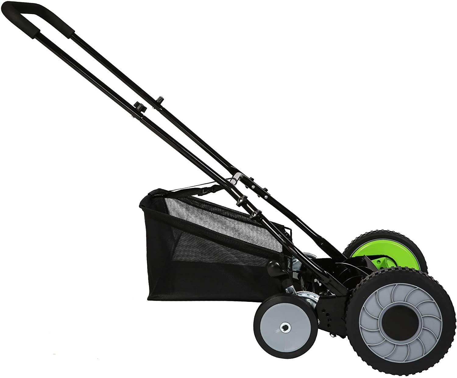 16-Inch Manual Reel Mower Adjustable 5-Blade Push Lawn Mower with Catcher (Four Wheeled) - Bosonshop