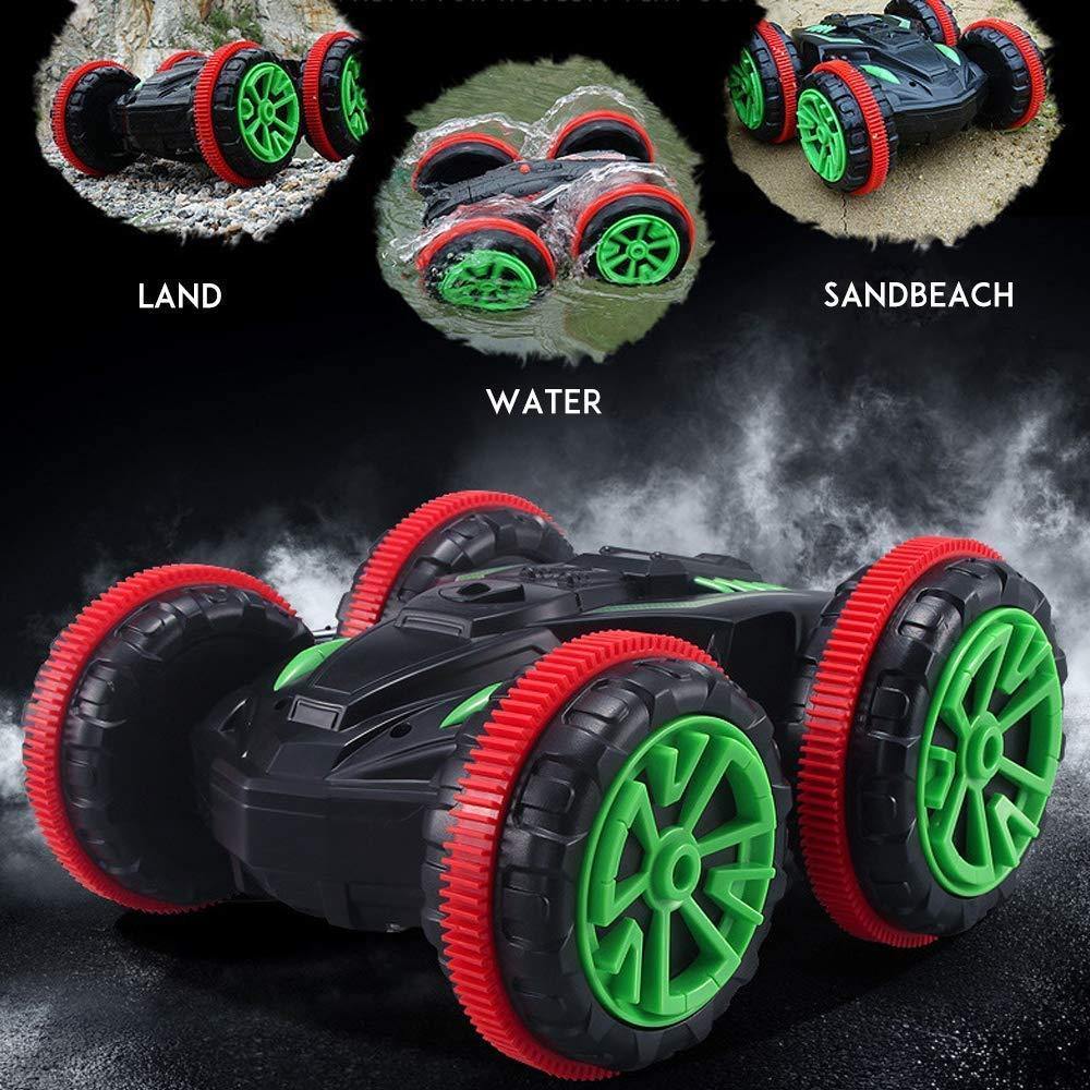 Bosonshop RC Car 2.4 GHz Remote Control Amphibious Off Road Electric Race Stunt Car Double Sided Roll Vehicle 360 Degree Spins and Flips Land & Water