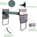 Outdoor 2-in-1 Garden Stool and Kneeler Gardening Bench for Kneeling or Sitting with Tool Bag Pouch Foldable Garden Bench