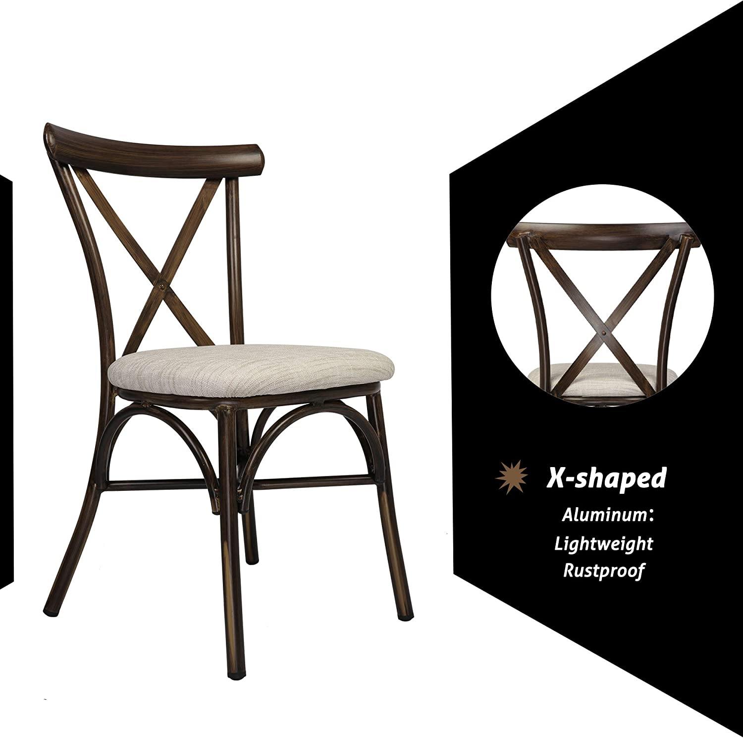 2 PCs Upholstered Dining Chair Set, Wood Top Metal Frame With X-Shape Padded Seat Modern Accent Chair For Home, Kitchen and Cafe Bar - Bosonshop