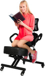 Ergonomic Kneeling Chair Office, Build Healthy Back & Upright Posture, Flexible& Lockable Wheels, Adjustable Knee Stool for Bedroom, Living Room - Bosonshop