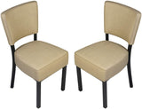 Set of 2 Classic Dining Chair, Modern Style Family Leisure Chair with Stainless Steel Legs, PU Leather Mid Back Side Chair - Bosonshop