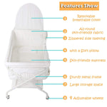 Baby Bassinet Bedside Sleeper Folding Crib with 4 Wheels, Newborn Infant Bed with Soft Comfort Mattress - Bosonshop
