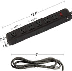 Surge Protector Power Strip with Outlets and USB Charging Ports 6-Foot Cord for Home, Office -Black (2, 6 outlets) - Bosonshop