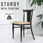 Industrial Dining Chairs Set of 2, X-Shaped Back Dark Brown Metal Chair Frame with PU Leather Upholstered Seat, Beige - Bosonshop