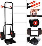 Heavy Duty Hand Truck Dolly Cart Trolley Cart with Telescope Handle & 9.4" PU Wheels, 440 Pound Capacity