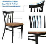 Mid-Century Dining Chairs Set of 2, w/Comb Back & PU Leather Cushion, Rubber Iron Frame Chairs, Easy Assemble 450 LBS Load - Bosonshop