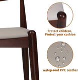 2PCs Dining Chairs, Mid-Century Side Modern Chairs with Faux Leather Cushion and Curved Backrest Low-Back Dining Chairs - Bosonshop