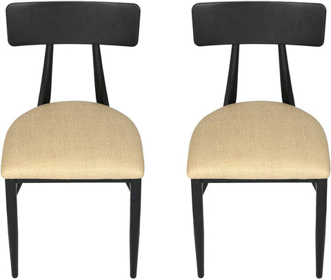 Mid-Century Dining Chairs Set Of 2, w/Simple Back & PU Leather Cushion, Rubber Iron Frame Chairs, Easy Assemble - Bosonshop