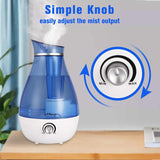 Humidifiers for Bedroom Quiet Ultrasonic Cool Mist Humidifier 2.5L with Auto Shut-Off, Night Light and Adjustable Mist Output, Less Than 30dB, Blue - Bosonshop