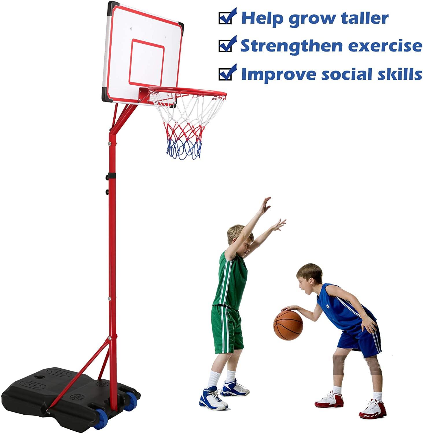 Basketball Hoop for Kids and Teens, Portable Basketball Goal System for Indoor and Outdoor Backyard, Basketball Stand with 2 Wheels, Easy to Assemble - Bosonshop