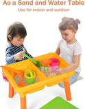 2-in-1 Kids Sand and Water Table + Learning Activity Sensory Table with 8pcs Beach Playset Toddlers Boys Girls Summer Toys - Bosonshop