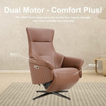 Power Recliner Lounge Chair Single - Swivel Leather Electric Recliner Adjustable Headrest Footrest Lumbar Support Zero Gravity Brown