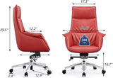 High Back Office Chair, PU Upholstered Modern Office Chair, Soft Thick Pad & Tiltable Back, Easy to Assemble, Red - Bosonshop