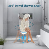 Swivel Shower Chair for Inside Shower, 300lbs Tool-Free Assembly  Shower Stools with 5 Adjustable Height, Storage Tray 360 Degree Rotating Shower Seat for Seniors, Elderly